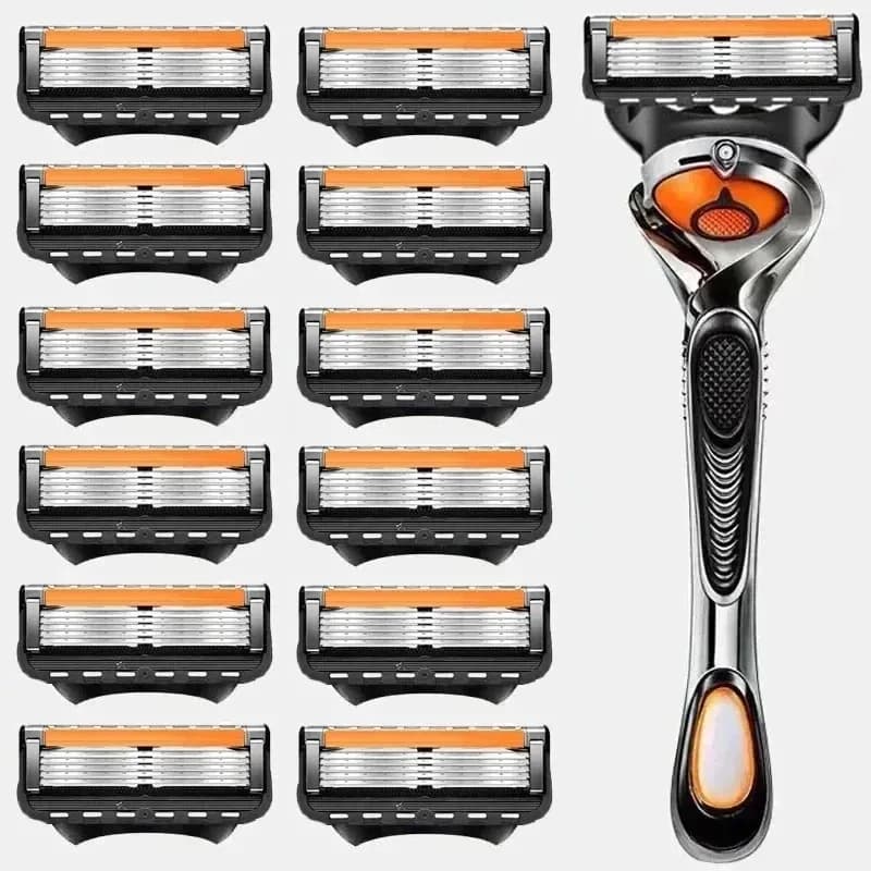 Lama da barba a 5 strati, lama da barba manuale, lama importata, testina di ricambio universale, rasoio per pulizia e lavaggio