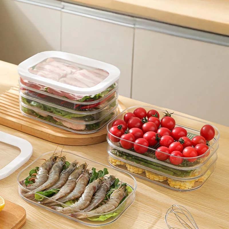 Contenitori per la preparazione dei pasti, contenitori impilabili per la conservazione degli alimenti con coperchio, contenitore per carne da frigorifero, contenitore per pancetta, contenitore per carne da pranzo per frigorifero