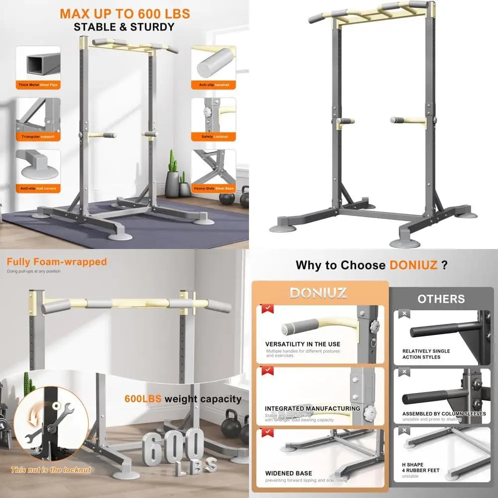 Multifunction Station for Tractions, Portable Training Equipment with Traction Bar and Dip Station for Home Gym, Supports 600 pounds
