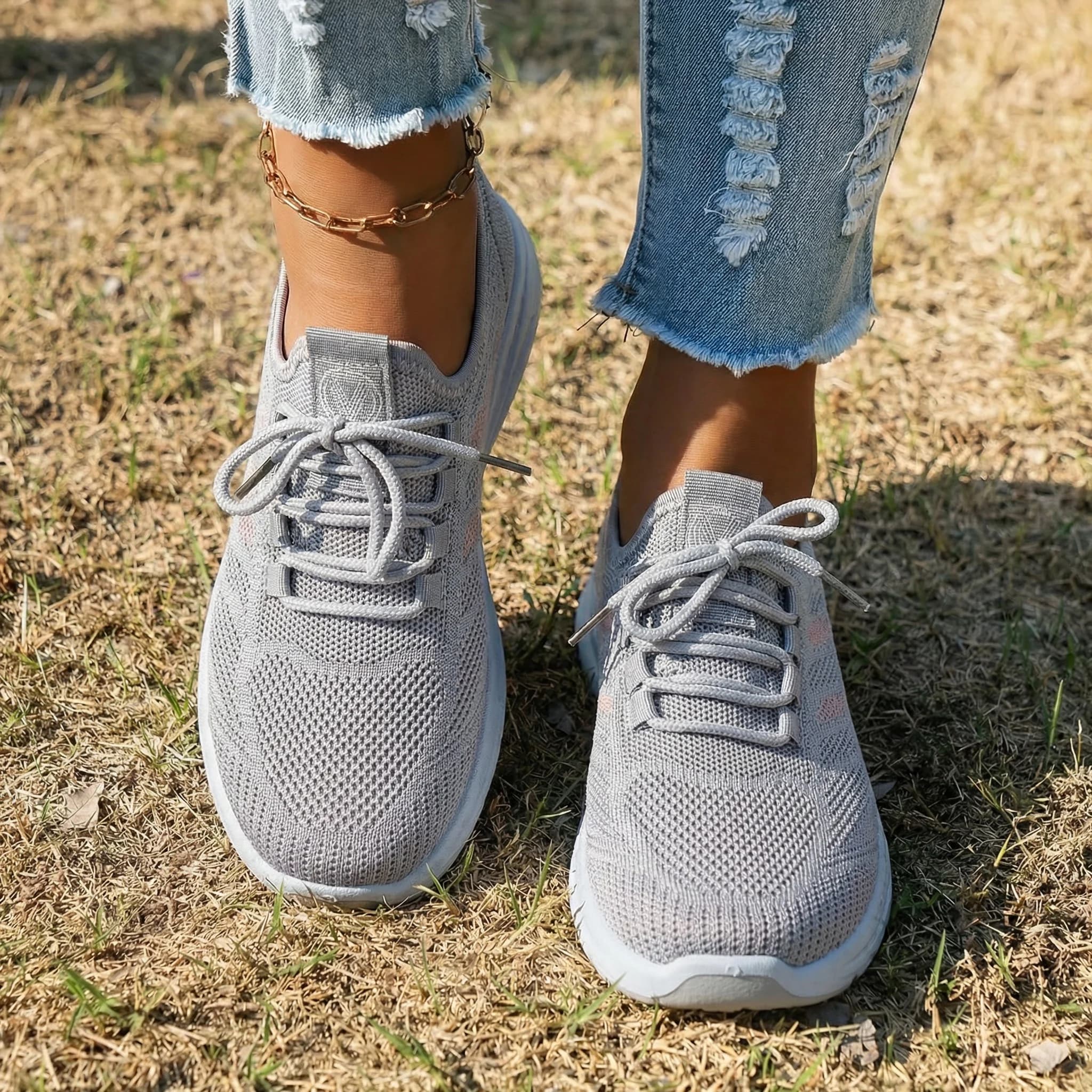 Women's Breathable Knitted Casual Sports Shoes Lightweight Comfortable for Travel And Holiday Soft Bottom Fashionable Elegant
