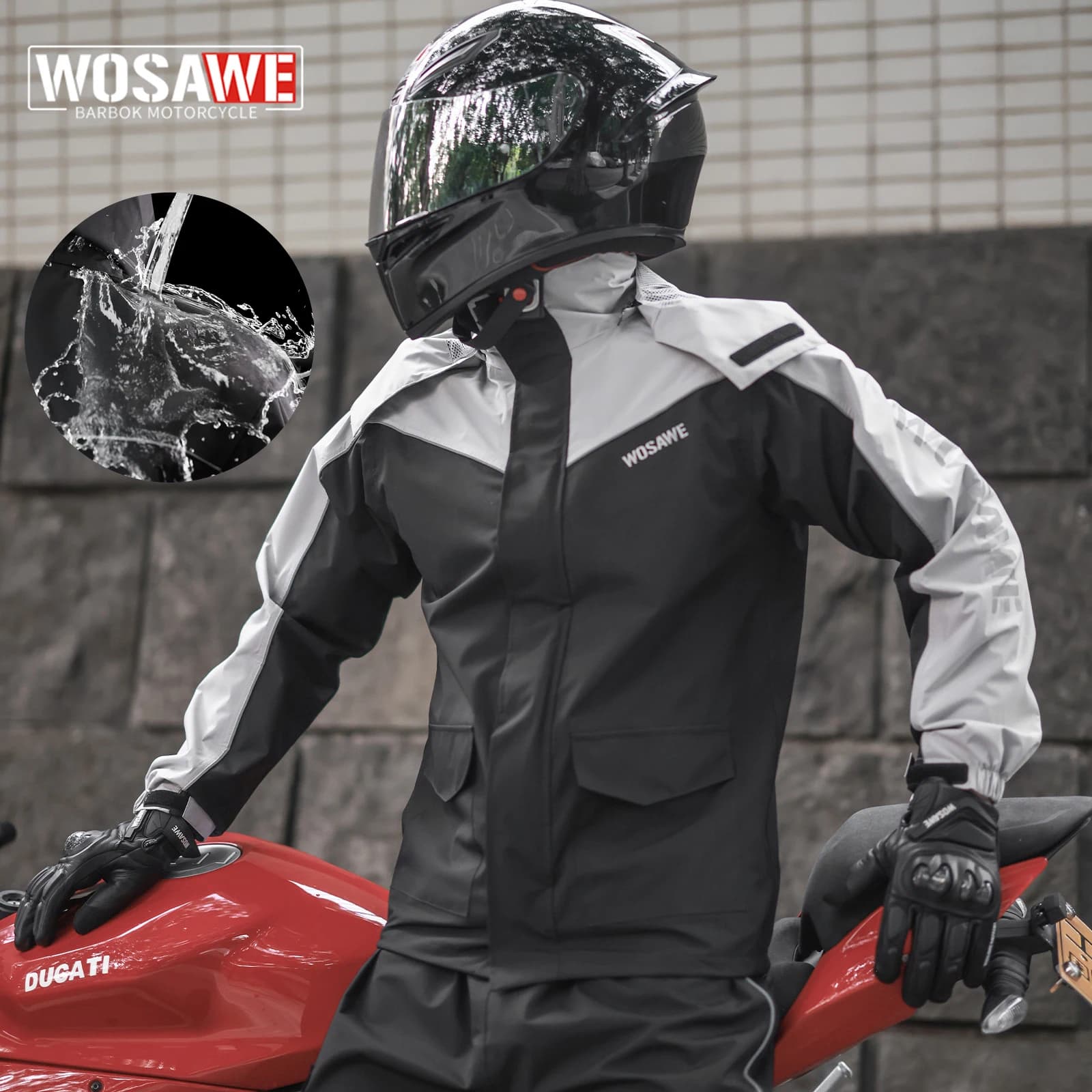 WOSAWE Impermeabile da moto Uomo Donna Impermeabile da motociclista Impermeabile da moto Giacca impermeabile da motociclista