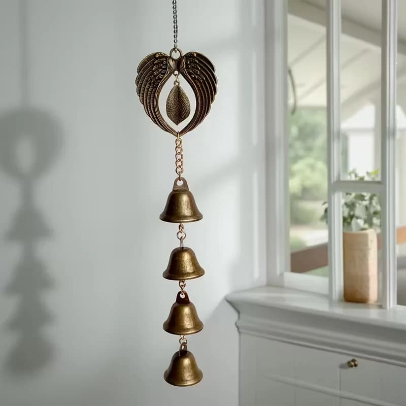 New 1pc Metal Wind Chime, Wrought Iron Hanging Ornament With Chain, Outdoor Garden Decoration Home Decoration Bell
