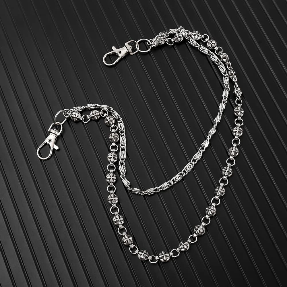 Catena in denim stile Harajuku per street hip-hop, catena a doppio strato personalizzata in stile punk, accessorio unisex