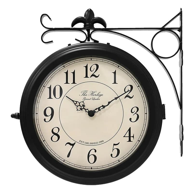 Orologio da parete bifacciale in metallo per esterni, impermeabile, digitale.