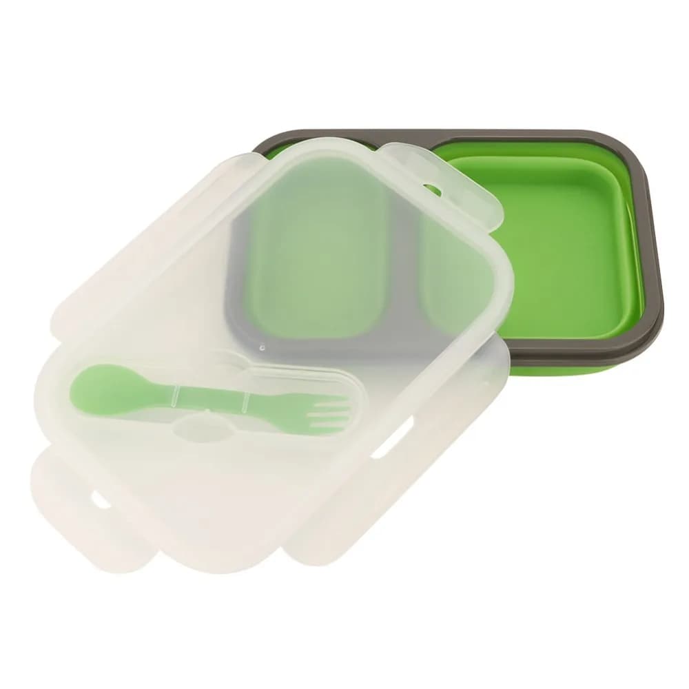 2PCS Practical 1000ml Collapsible Lunch Box Silicone 2 Compartments Folding Food Container Portable Storage Bowl For Camping