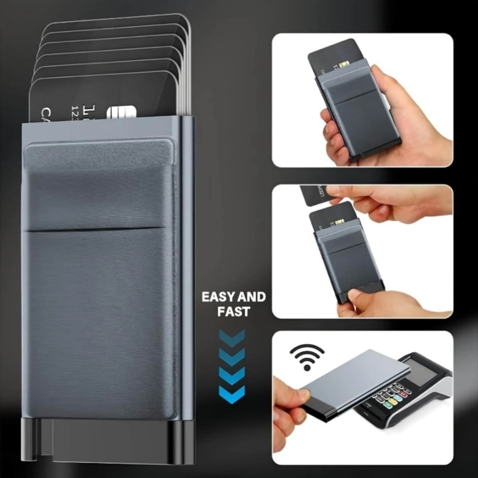Fashion Slim Aluminum Wallet RFID Blocking Pop Up Card Holder High-end Elasticity Back Pouch ID Credit Case Men Women Purse