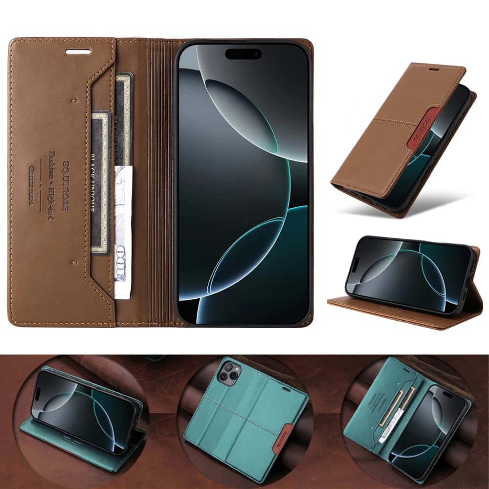 Custodia per iPhone 17 Pro Max 5G di Lusso in Pelle con Protezione RFID, Cover a Libro per iPhone 17, Custodia per iPhone 17 Air, 17 Pro, Pro Max, Portafoglio