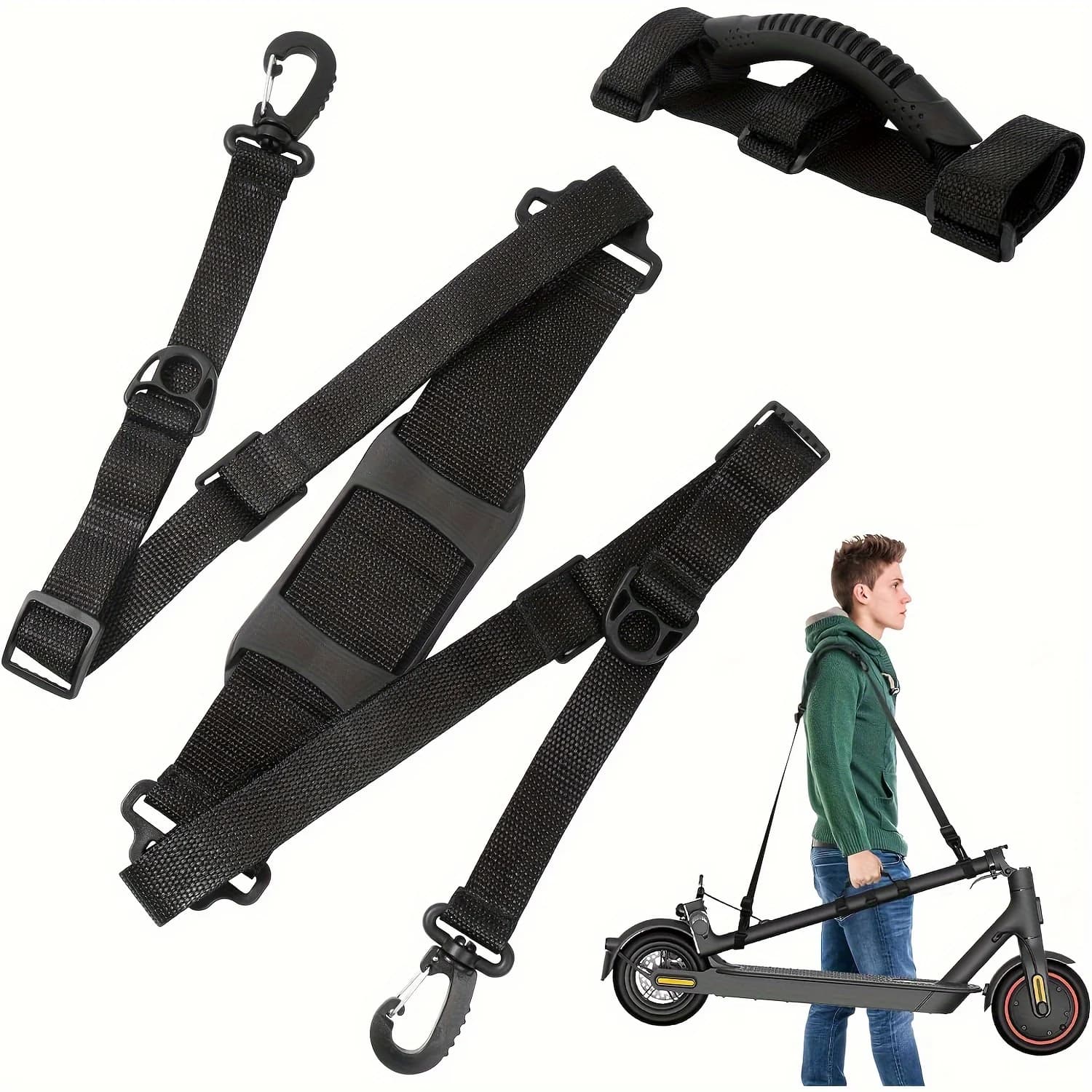 Tracolla + tracolla per il trasporto delle ruote Set da 2 pezzi, tracolla regolabile universale per biciclette, accessori per Scooter