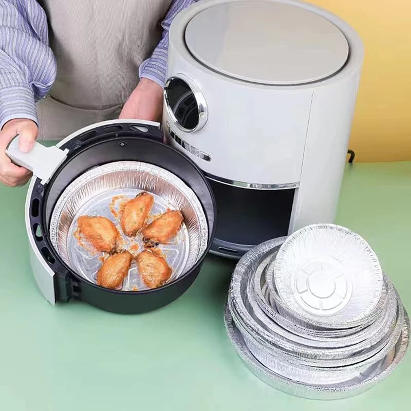 20 vassoi rotondi in foglio di alluminio, teglie da forno usa e getta, resistenti al calore, antiaderenti, per friggitrice ad aria, forno, cucina, utensili da cucina