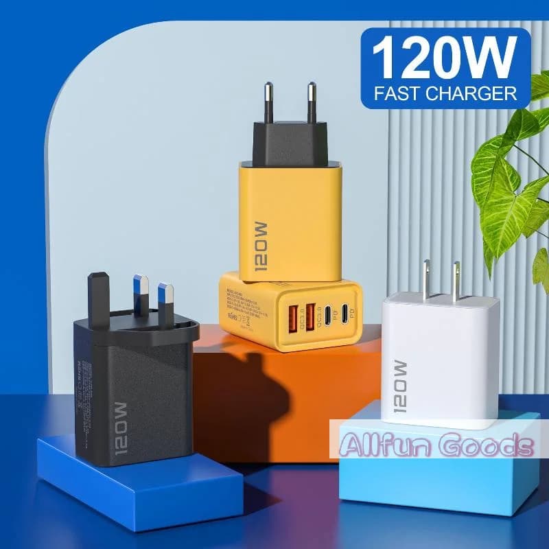 [TG835]1Pcs EU US UK Plug Travel 4 Port 120W USB C Fast Charger Station PD QC3.0 Wall Adapter For Phone