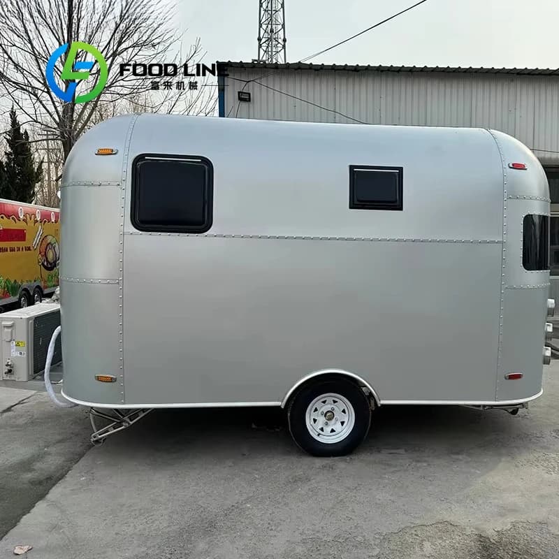 Rimorchio camper mini bar moderno personalizzato in alluminio 4x4 con luci a LED - Roulotte fuoristrada per campeggio all'aperto