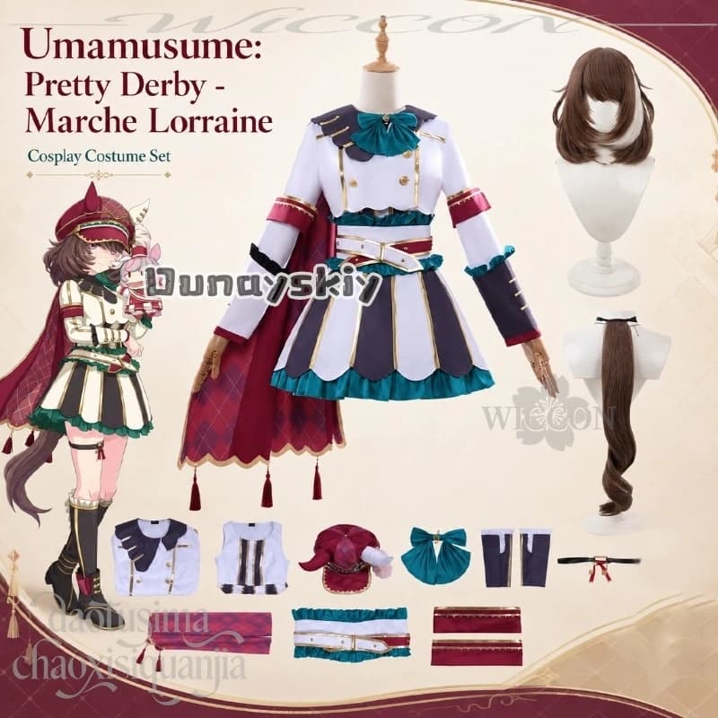 Umaaaa Anime Musumeeee Pretty Cos Derby Cosplay Marche Lorraine Handsome Uniform Kawaii Coat Dress Furry Furrsuit Tail Halloween
