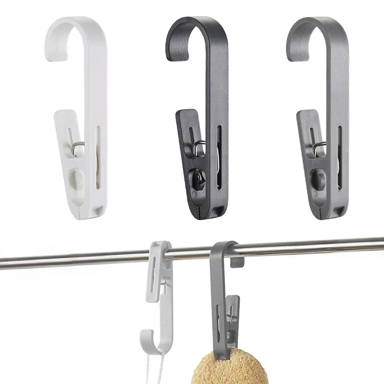 Ganci Girevoli Grandi da Appendere 5pz, Organizzatore per Tende Doccia Bagno, Appendiabiti da Balcone per Asciugare Vestiti, Strumento di Stoccaggio