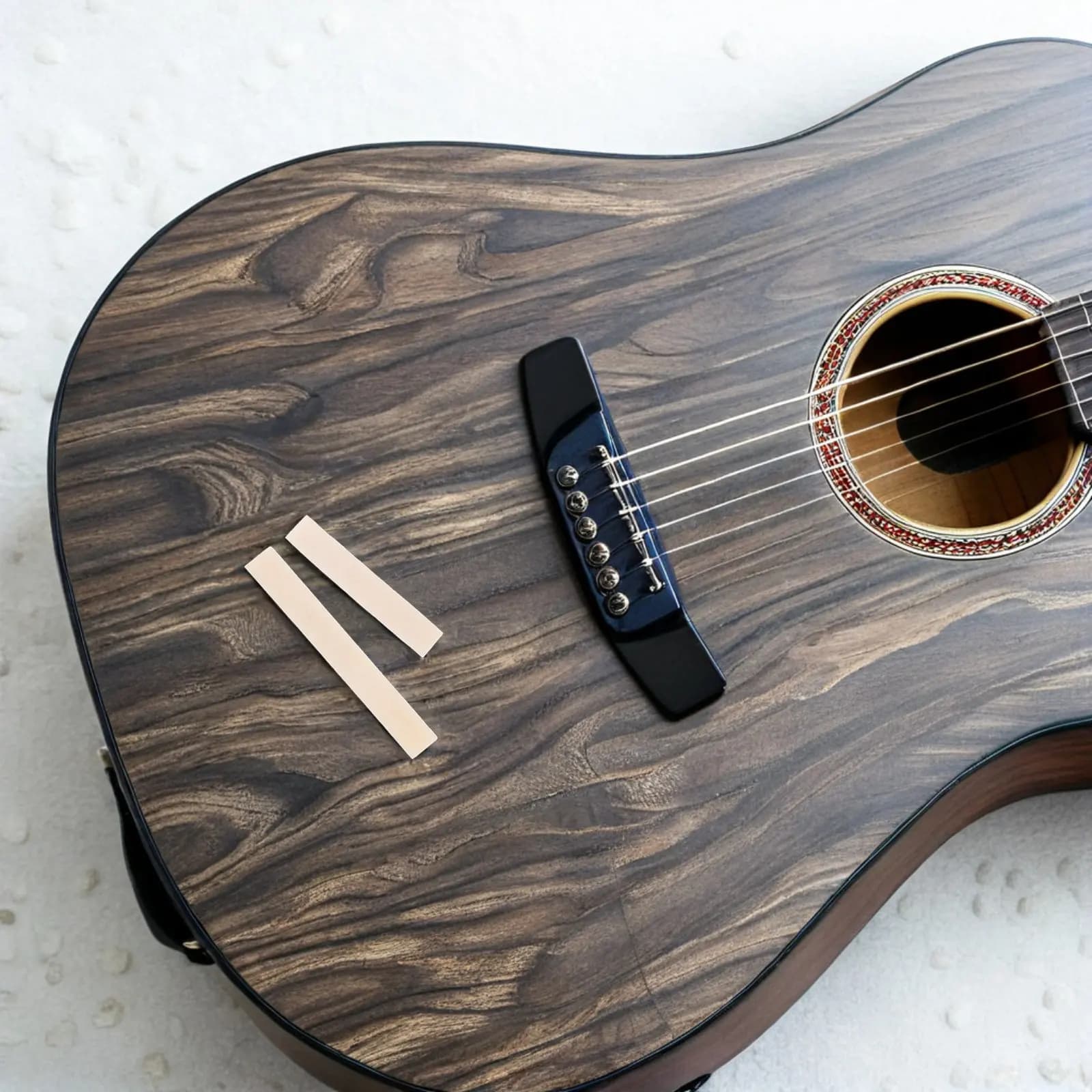 Set di 5 Ponti e Capotasti in Osso Non Trattato per Chitarra Acustica, Elettrica, Classica, Mandolino, Banjo, Ukulele - Ricambio per Ponte Chitarra