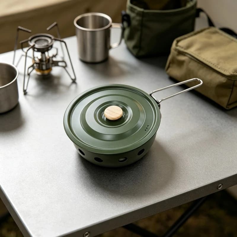 Portable Gas Stove Integrated Pot Outdoor Camping Cookware Metal BBQ Butane Stove Hiking Cooking