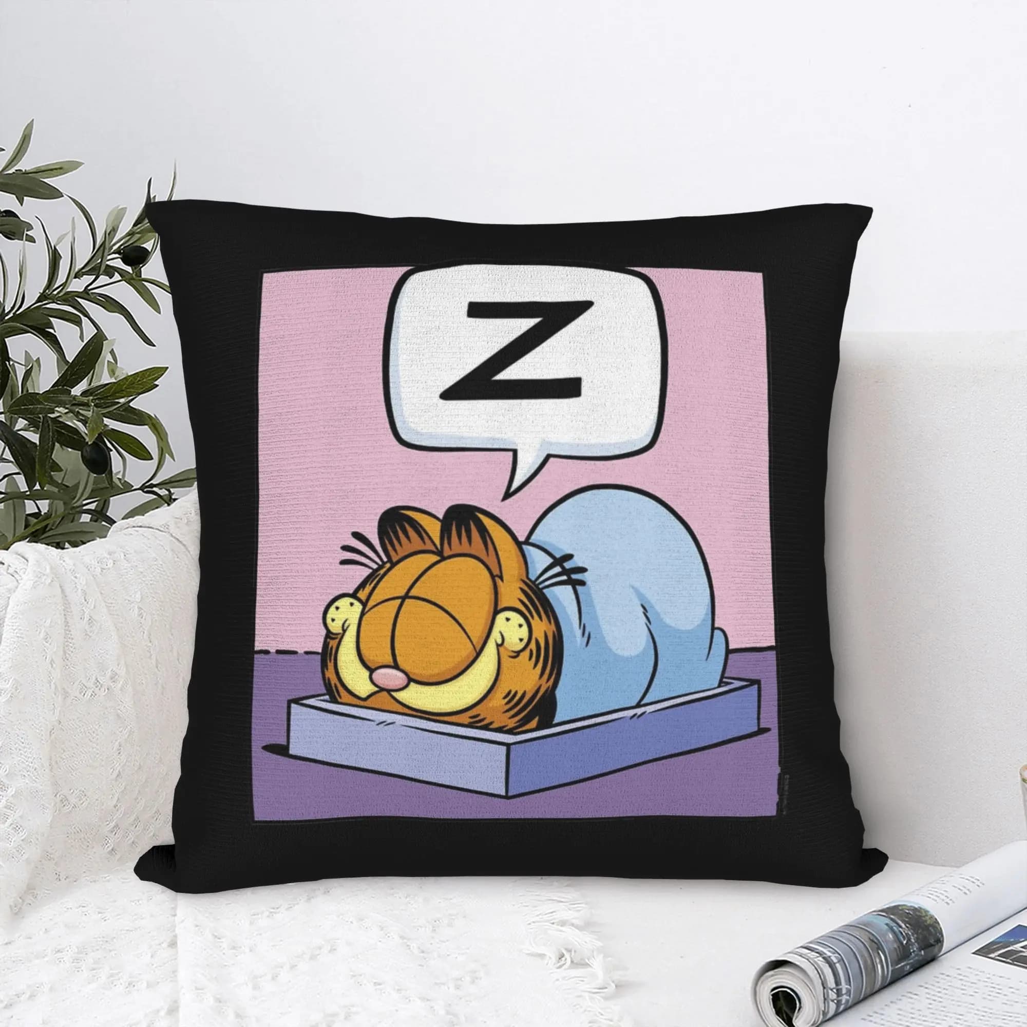 Garfielded Nap Time Z Thought Bubble Federe per cuscini quadrate in poliestere, per letto e auto, federa decorativa per cuscino, 45*45