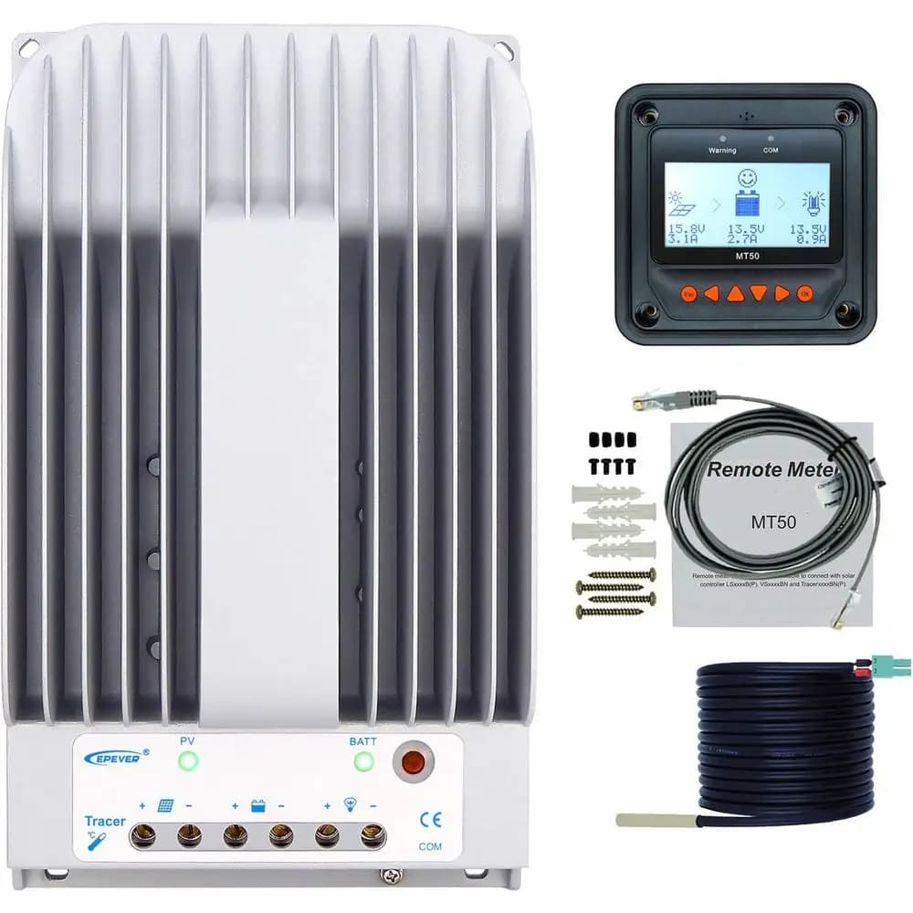 Regolatore di Carica MPPT 40A, 12V/24V, 150V PV, Messa a Terra Negativa, Regolatore per Pannelli Solari, Misuratore Remoto, Sensore di Temperatura