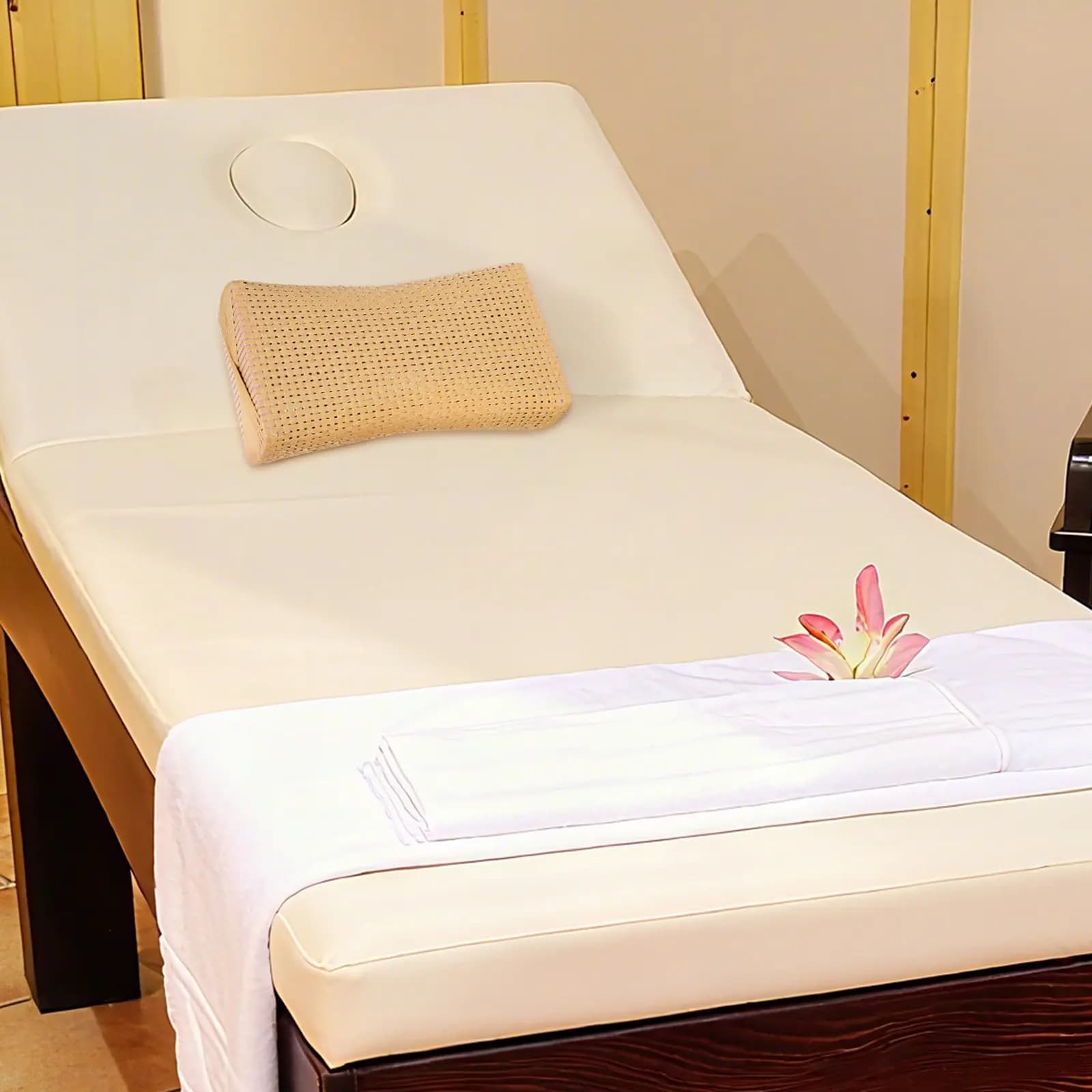 Cuscino per Sauna in Rattan Sintetico, Supporto Ergonomico Traspirante per il Collo, Ideale per Anziani, Cuscino Intrecciato Simulato per Sauna