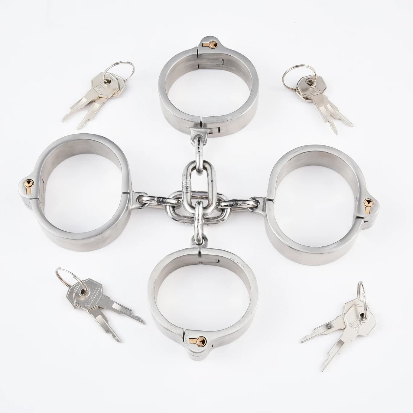 Manette ovali in acciaio inossidabile polsini alla caviglia da polso Bondage Lock Slave Wear BDSM Restraint Harness Sex Toys catena staccabile