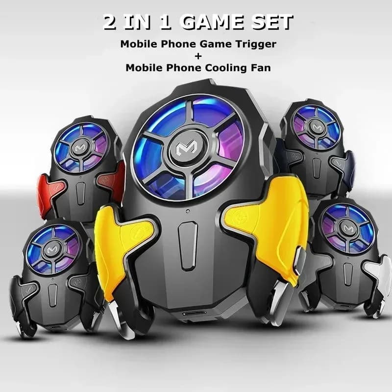 AK03 MEMO Telefono cellulare ABS L1R1 PUBG Gaming Trigger Gamepad Joystick Controller con ventola di raffreddamento Set di giochi per IPhone IOS Android