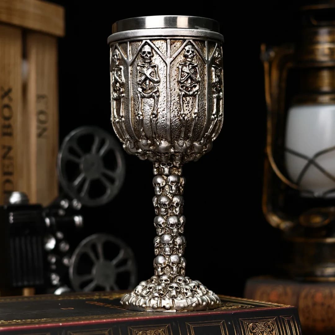 Calice con teschio 3D con rivestimento interno in acciaio inossidabile Teschio di Halloween Bicchiere da vino rosso Regalo personalizzato per Halloween e Natale
