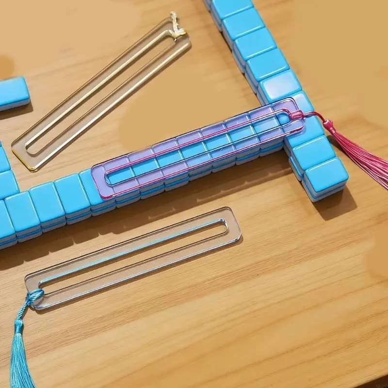 Lettori piastrelle Mahjong in acrilico colorato da 4 pezzi. Cerca carte per piastrelle con frange