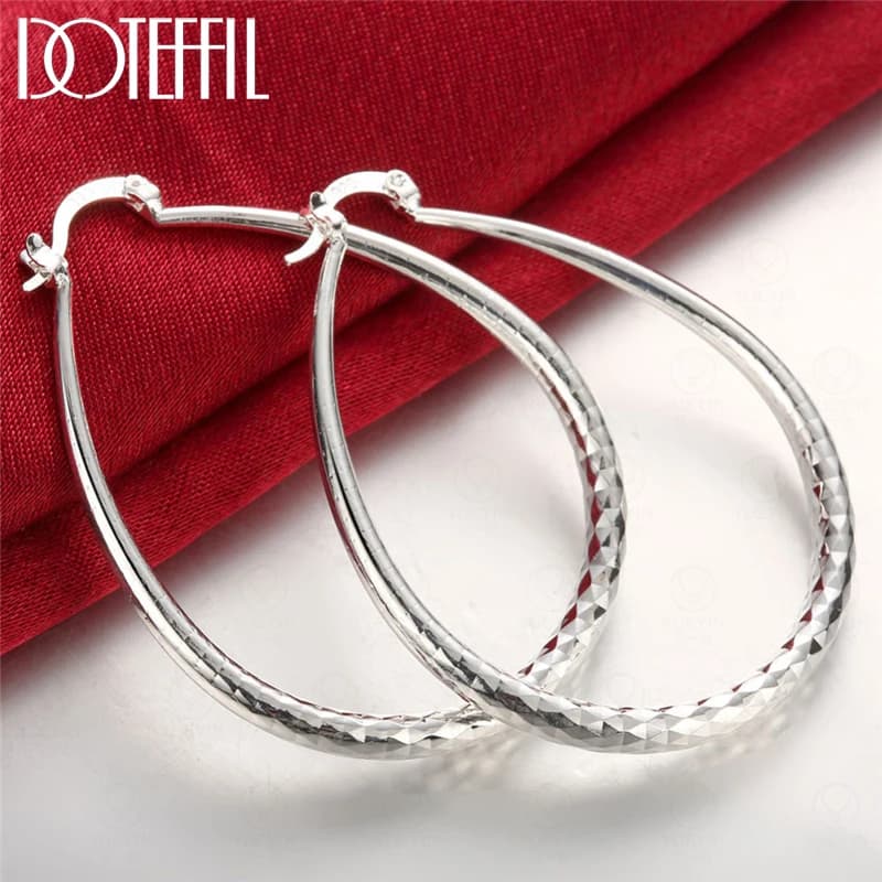 DOTEFFIL Orecchini a cerchio classici a cerchio in argento sterling 925 da donna, regalo per feste, gioielli di fidanzamento di nozze con fascino di moda