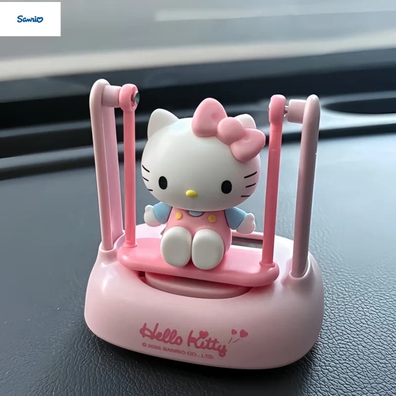 Sanrio Hello Kitty Kuromi Solar Powered Swing Aromatherapy Car Air Freshener Automatic Swinging Car Interior Decor Ornament