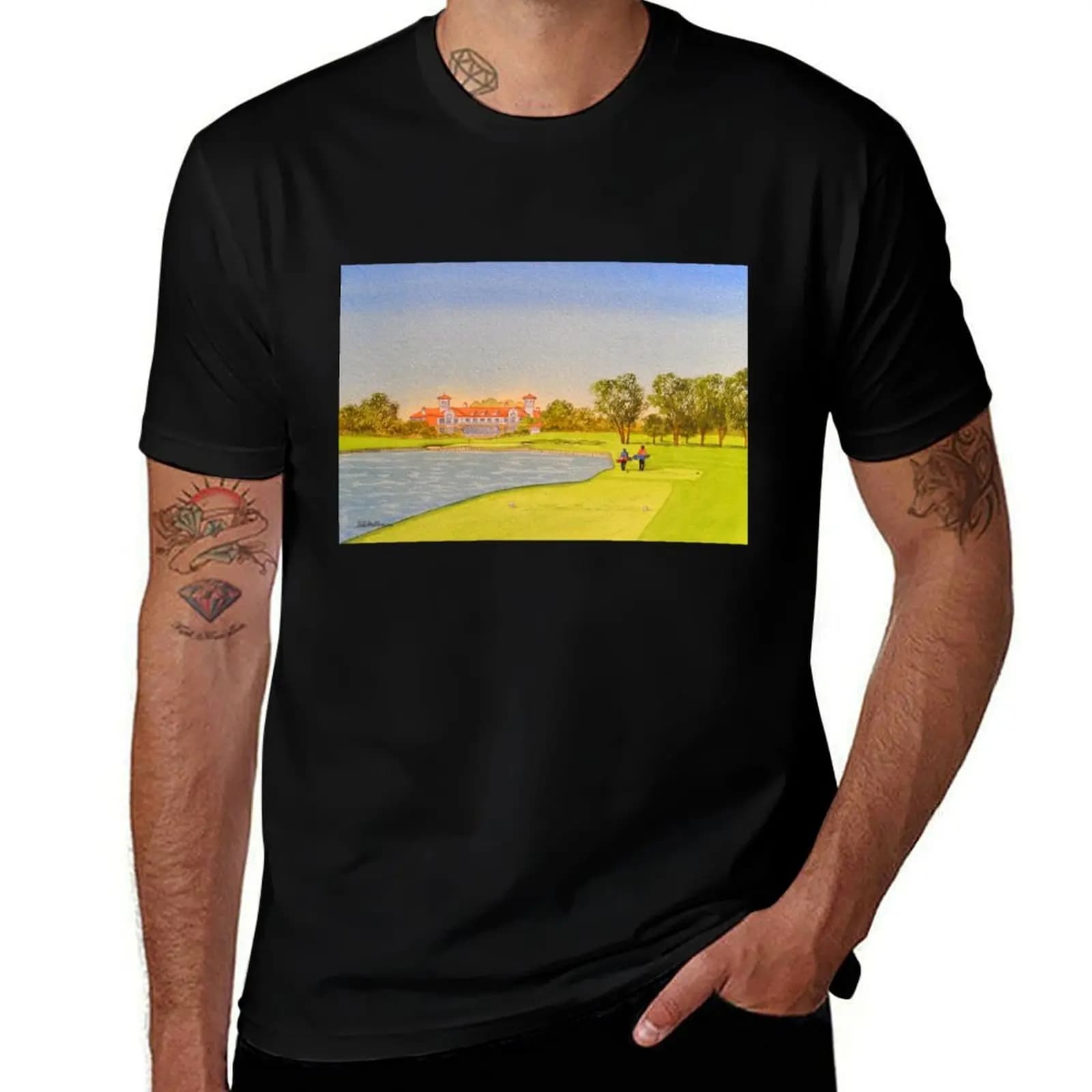 TPC Sawgrass Golf Course 18th Hole T-Shirt Plus Size Loose Short Sleeve Top T-Shirt