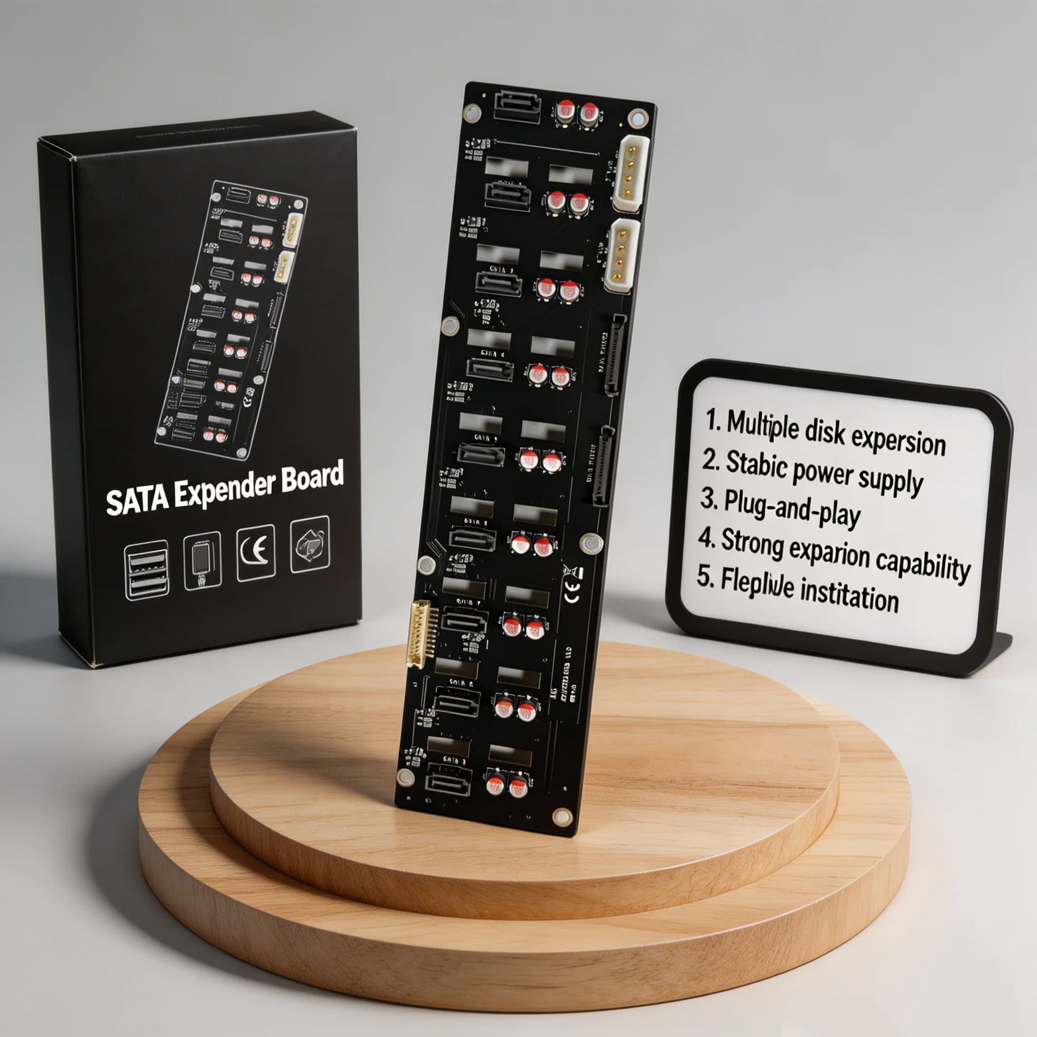 Scheda di espansione backplane SATA a 9 alloggiamenti da 12 Gbps per HDD/SSD da 3,5 pollici per server/NAS/chassis di archiviazione con scheda di alimentazione hot-swap