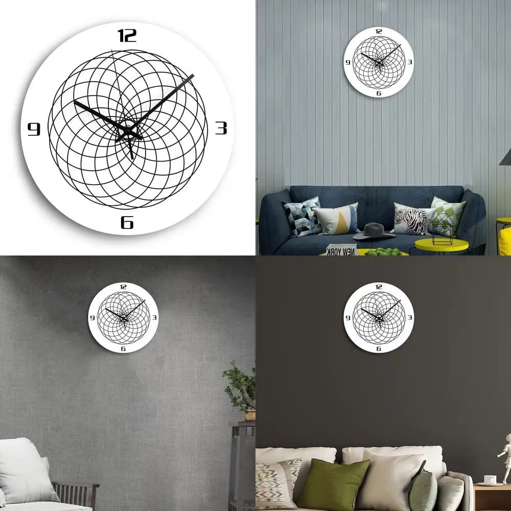 Modern wall clock with optical illusion Abstract visual psychedelic watch 3D hypnotic black and white acrylic
