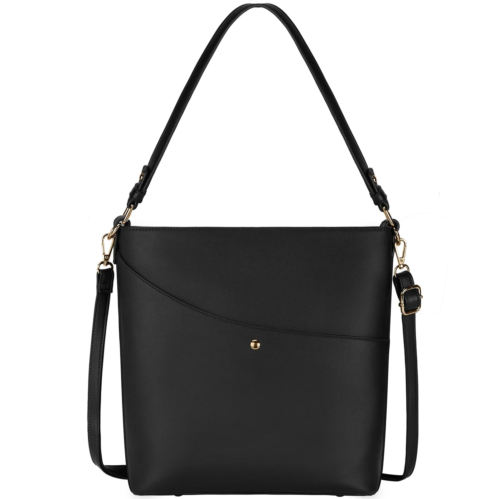 Lubardy Women's Shoulder Bucket Bag PU Leather Tote Bag with Adjustable Strap Fashion Classic Handbag