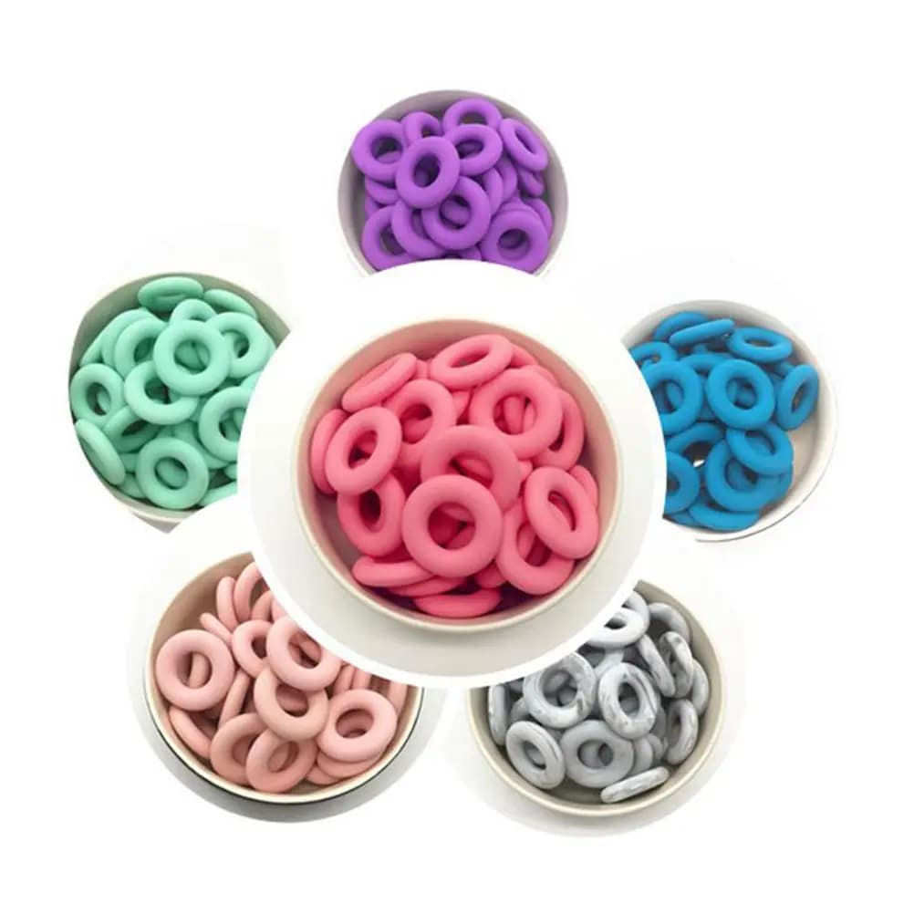 Set di 19 Anelli da Masticare in Silicone per Neonati e Bambini, Grado Alimentare, per Dentizione e Massaggio Gengivale