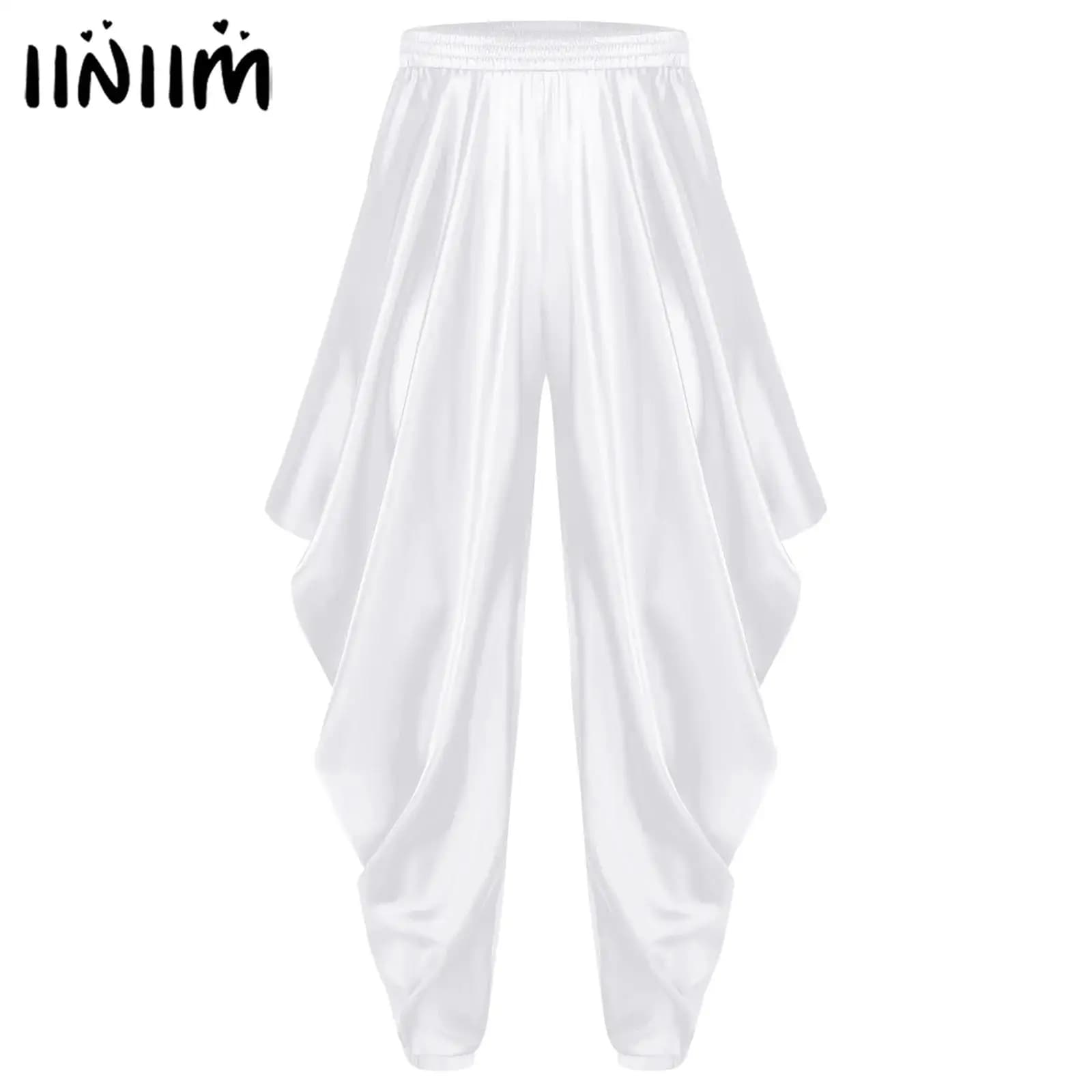 Womens Arab Mythical Halloween Arabian Cosplay Costume Princess Fairytale Harem Pants Elastic Waistband Satiny Loose Trousers