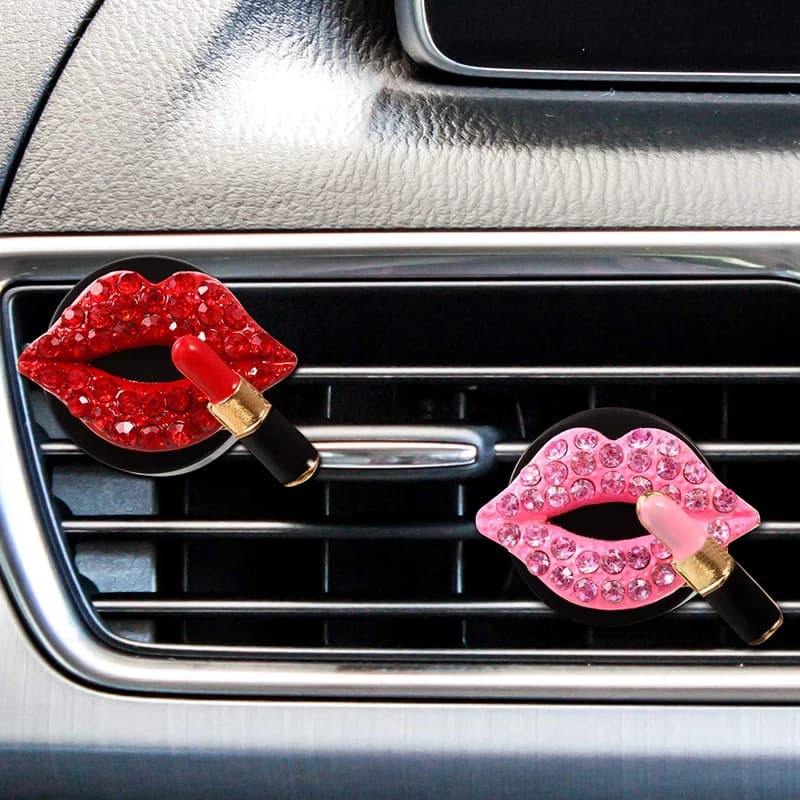 Perfume Clip for Auto Air Intake Clip Ornament Aromatherapy Diamond Red Deodorant lip for Auto Outline Clip Interior Decoration Automatic