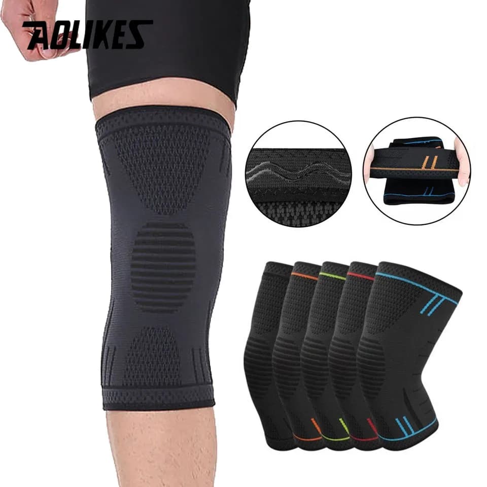 AOLIKES 1PC Compression Knee Support Sleeve Breathable Elastic Knee Pads Gym Springs Sports Protection Basketball Volleyball