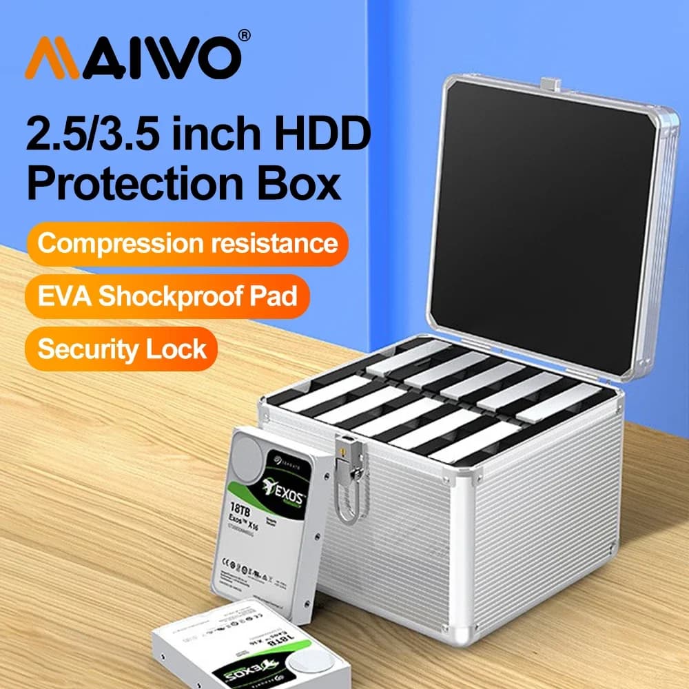 MAIWO 2.5/3.5 pollici 10 Bay HDD Hard Drive protezione esterna custodia scatola portatile Multi Bay Water \ Dust \ custodia SSD antiurto