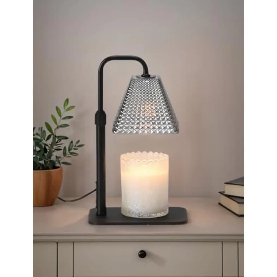Lampada Scaldacandele con Timer e Dimmer, 2 Lampadine, Altezza Regolabile, Adatta a Candele Profumate di Tutte le Dimensioni, Luce Aromaterapica Sicura