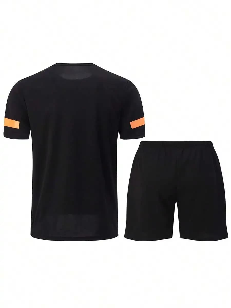 Set sportivo casual estivo da uomo in 2 pezzi, t-shirt con scollo rotondo e pantaloncini