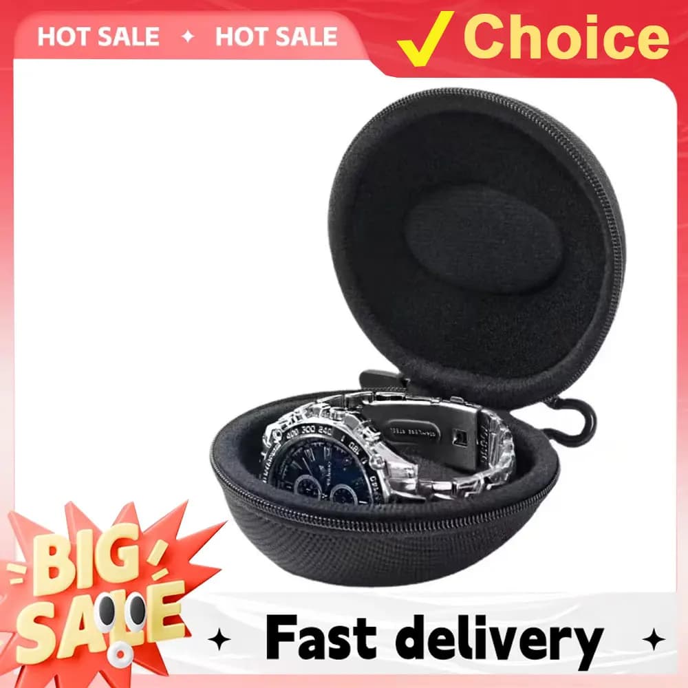 EVA portable travel case for single watch, watch case, waterproof watch holder for smartwatch, zippered container