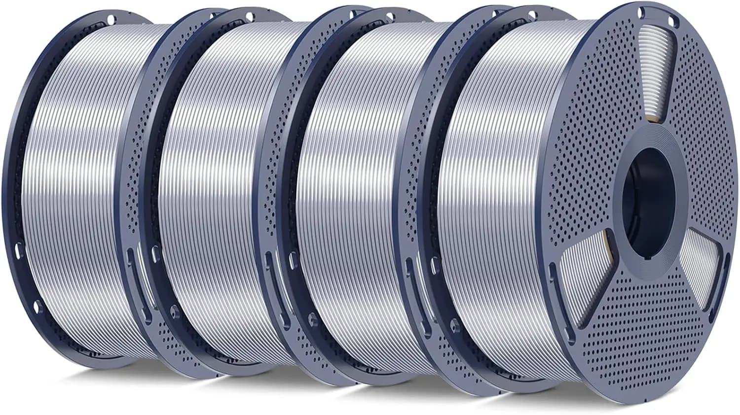 Silk PLA+ Filament 1.75mm, Chrome Gloss Finish, 4 Pack 4kg, Silver