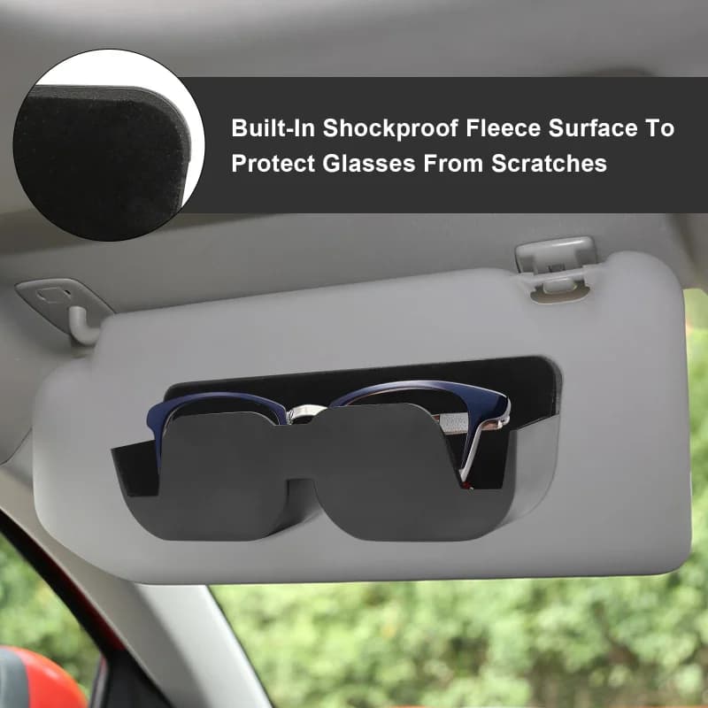 Porta occhiali da sole per auto Scatola portaoggetti per occhiali da sole alla moda multifunzione in plastica Portaoggetti per occhiali autoadesivo in feltro Interni auto