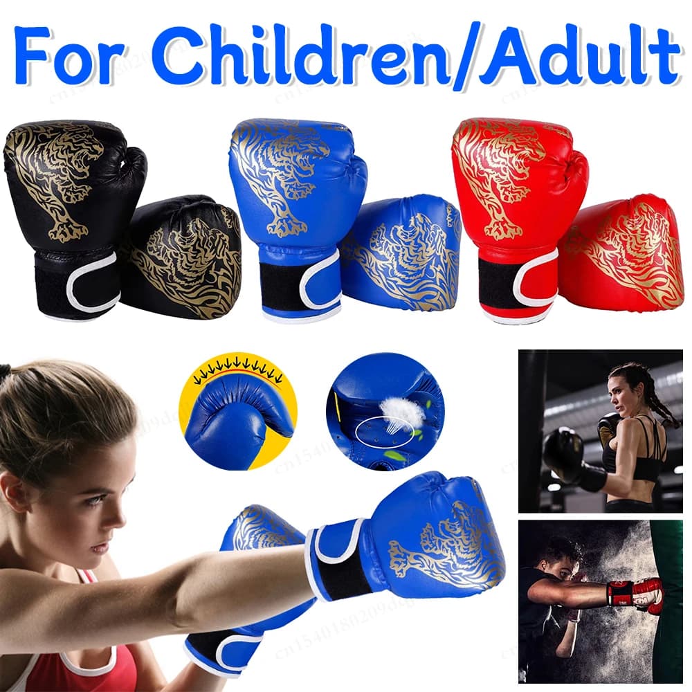 Guanti da boxe per bambini adulti Guanti da combattimento in pelle PU traspirante Guanti da kickboxing per allenamento di boxe per palestra Sport all'aperto al coperto