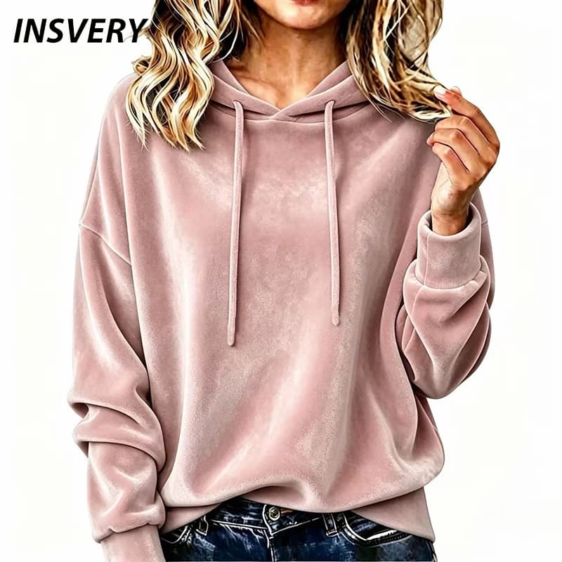 Autumn Winter Hooded Sweatshirt Pink Long Sleeve Blouses Women Shirt Loose Oversized Hoodies Women Pullover Tops