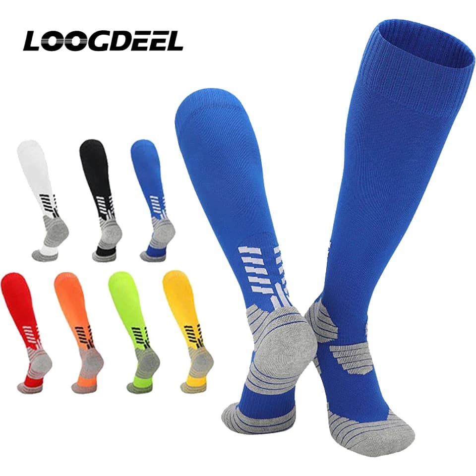 Loogdeel 1 paio di calzini sportivi da calcio baseball corsa ciclismo caviglia calzini per adulti asciugamano antiscivolo fondo legging calze calcio
