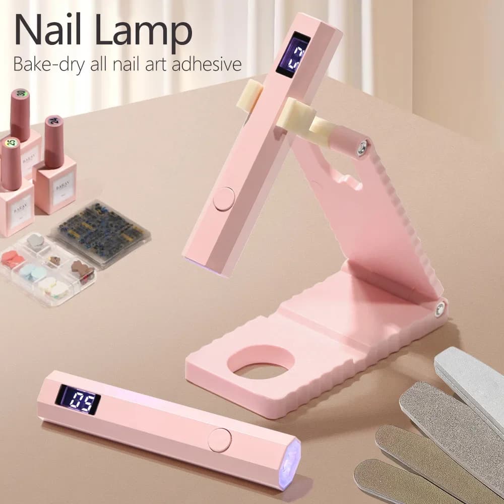 Lampada per Unghie Senza Fili con Supporto, Luce UV Portatile con Display LCD per Unghie in Gel, Asciugatore per Unghie Ricaricabile USB per Polimerizzazione Rapida