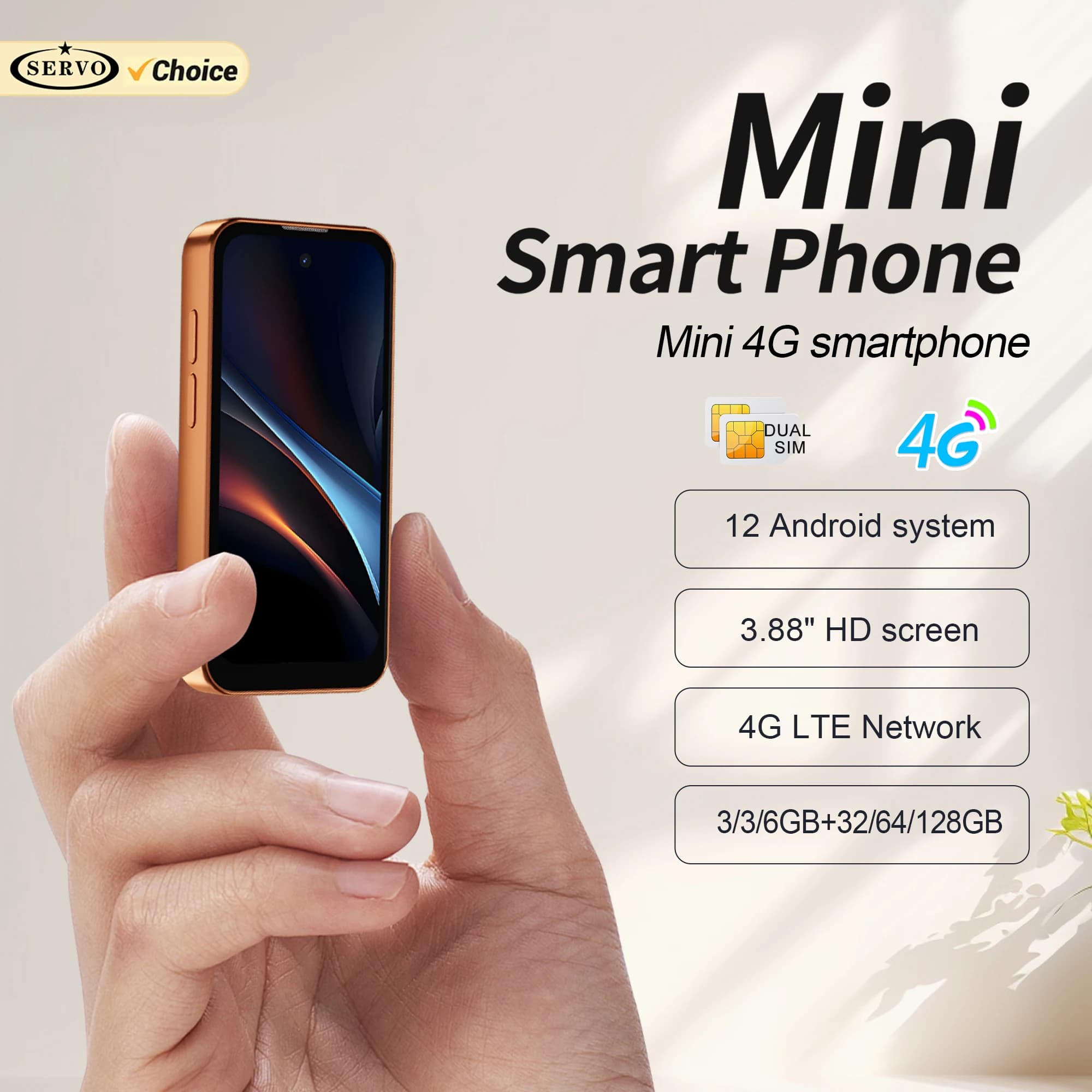 SERVO 19 Air 4G LTE Mini Smartphone Android 12.0 OS Play Store 6GB+128GB Sblocco Facciale OTG 2 SIM Schermo da 3.88" Telefoni Intelligenti Tascabili