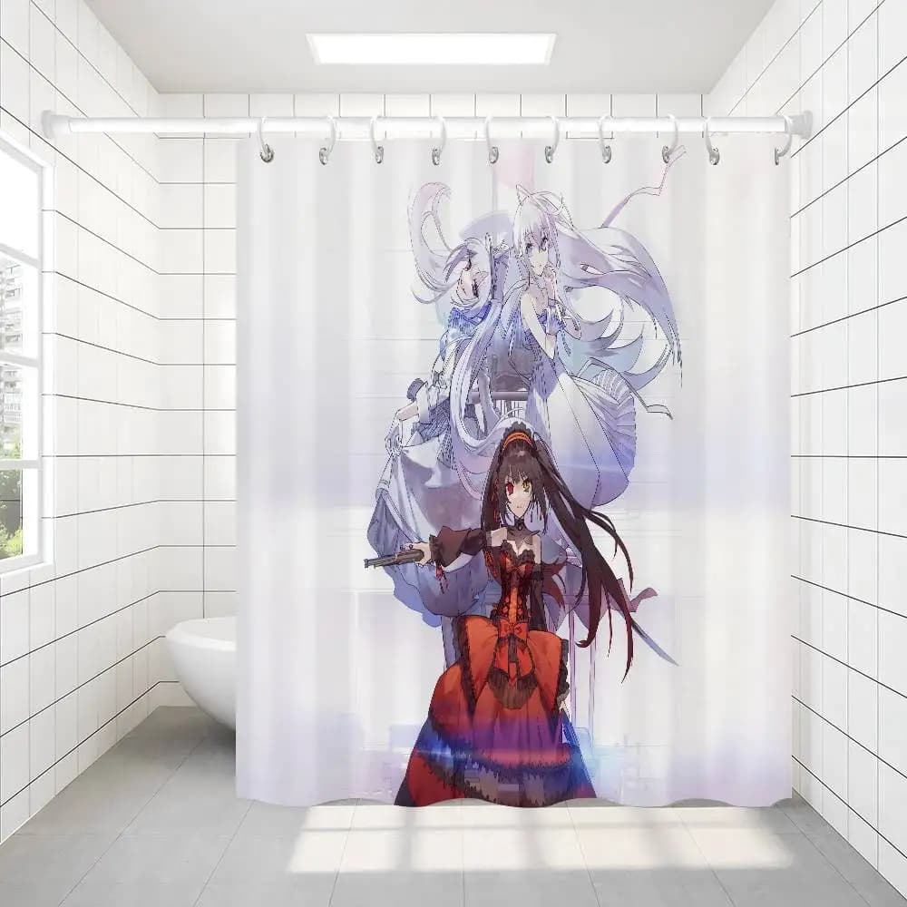 Tenda da Doccia con Motivo Anime di Tokisaki Kurumi, Impermeabile con 12 Ganci, Decorazione per la Casa