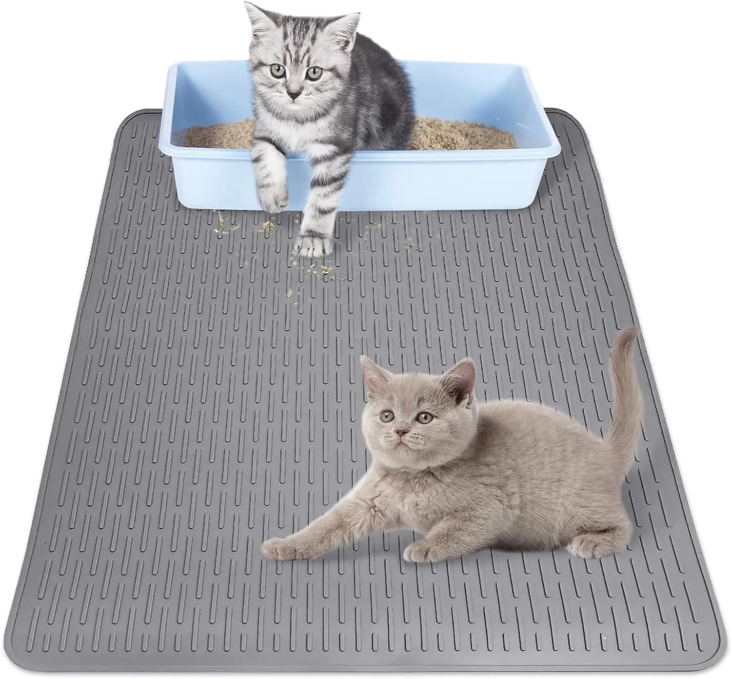 Tappetino per lettiera per gatti 30" x 21" Scatola per lettiera in gomma impermeabile antiscivolo e morbida che cattura la lettiera Easy Kitty per interni