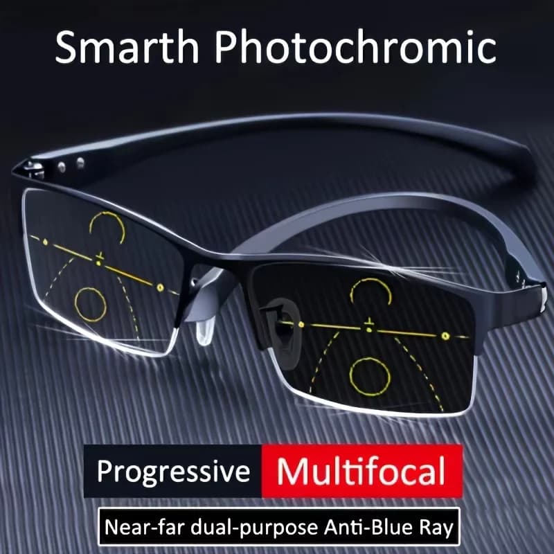 Photochromatic Progressive Reading Glasses of Transition in Titanium Men's Hypermetropia Presbiopia diottrie Glasses from presbiopy outdoors